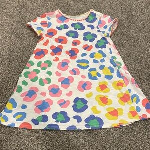 mini boden cheetah charlie pom dress size 9/10 short sleeve cotton